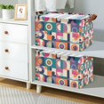 thumbnail image 2 of Yayeee Foldable Storage Basket for Shelves with Handles Set of 2 Waterproof Cloth Bins, Orange Geometric, 2 of 7