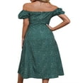 thumbnail image 4 of PENGXIANG Femmes Volant Manches Courtes Col Carré Boho Floral Midi Robe Fluide une Ligne Longue Robe, 4 of 7