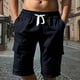 thumbnail image 1 of WILLBEST Pantalones Cortos de Lino de Verano para Hombre, con Bolsillos Grandes, para Playa, Deportivos, de Rayas Lisas, Ligeros y Elásticos, para Verano, Holgados y Casuales., 1 of 6
