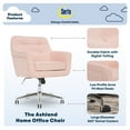 thumbnail image 3 of Serta Ashland Office Desk Chair, Button Tufted Mid-Back, Memory Foam Cushion, Chrome Swivel Base, Blush Pink, 3 of 10