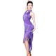 thumbnail image 1 of Vestido de baile latino con lentejuelas para mujer: flecos irregulares, traje de escenario, cintura elástica, 1 of 5