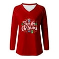 thumbnail image 4 of Craaazy Christmas Shirts for Women V Neck Long Sleeve Sweatshirt Christmas Print Pullover Tops Gifts, 4 of 5