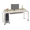 TFCFL Overbed Table with Wheels, King Queen Bed Table, Rolling Overbed Laptop Table, Height
