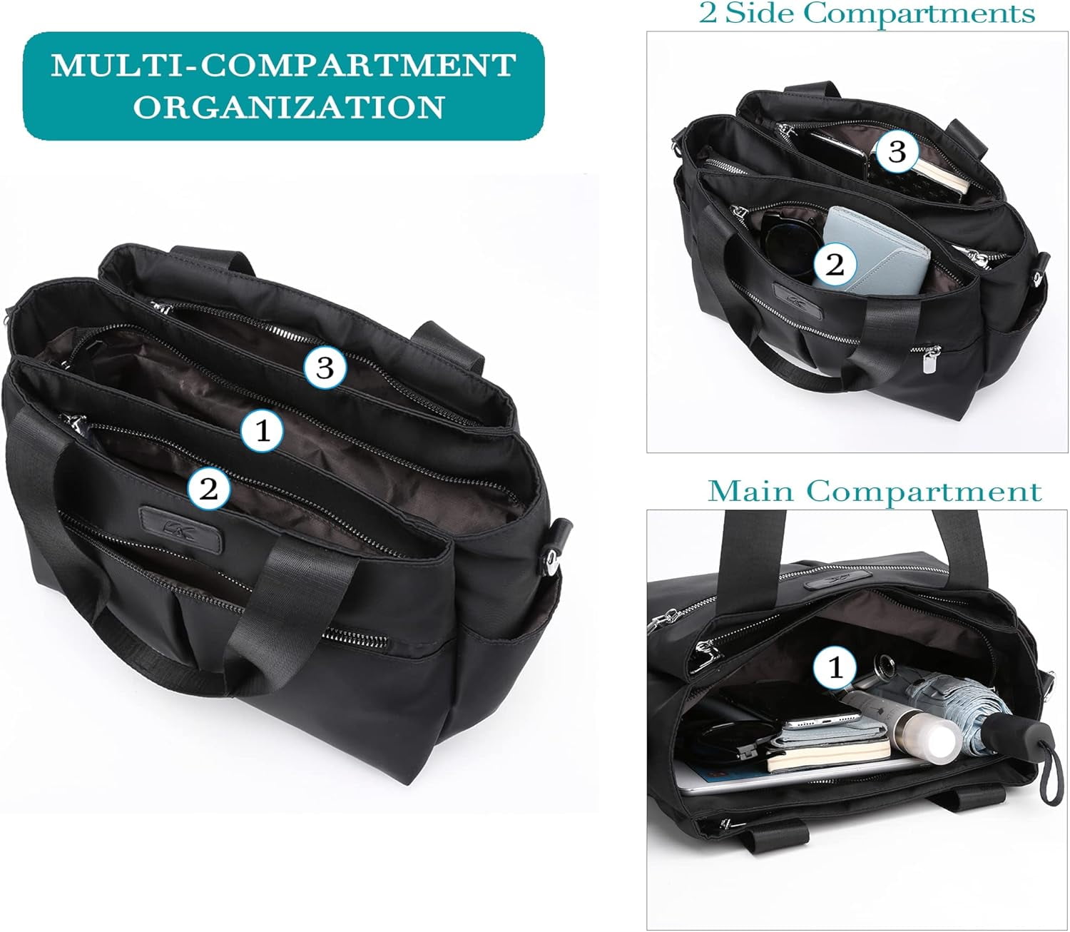 Hobo Handbags Light Nylon Crossbody Bag for Women, Multi Compartment Tote Purse Bags