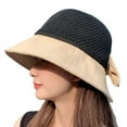 thumbnail image 4 of SikaFu Hat Woman In Spring And Summer Fashion Shading Sunscreen Network Eye Woven Fisherman Hat Bow Bowl Sun Hat, 4 of 8