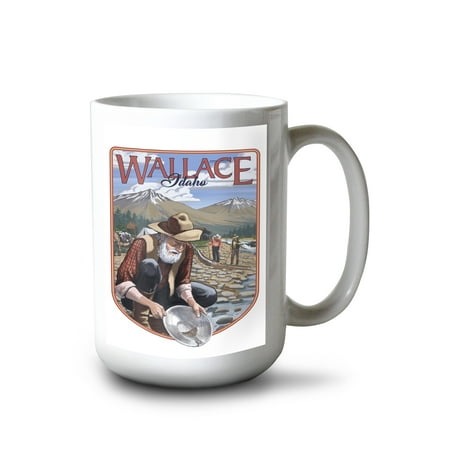 

15 fl oz Ceramic Mug Wallace Idaho Gold Panner Contour Dishwasher & Microwave Safe