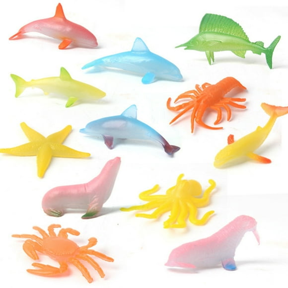 Set of 12 Realistic Sea Animals Figures - Glowing in the Dark Educational Toys for Kids, Perfect for School Projects and Home Decoration