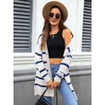 thumbnail image 4 of Womens Striped Cardigan Sweaters Long Sleeve V Neck Open Front Button Down Knit Cardigan Cream White M, 4 of 10