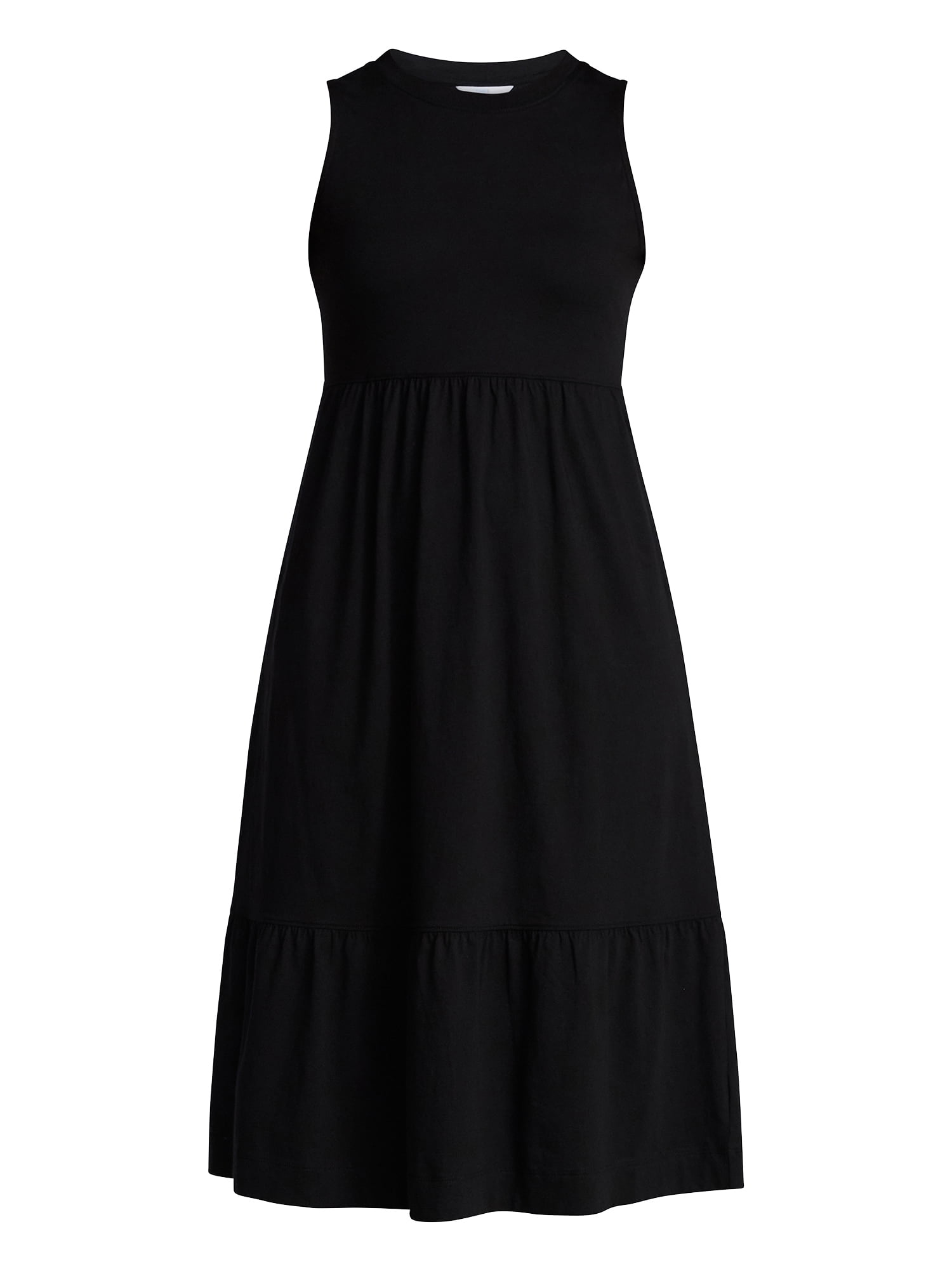 Time and Tru Women's Sleeveless Tiered Knit Dress, XS-XXXL