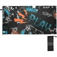 thumbnail image 2 of Black Microfiber Quick Drying Beach Towel with a Carrying Bag Absorbent and Sand Free Towel for Kids Teens Adults Travel Gym Camping Pool Yoga Outdoor and Picnic, 2 of 7