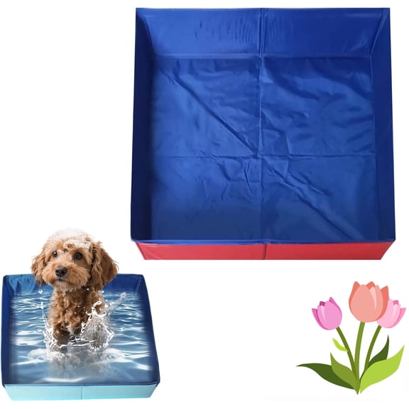 Foldable Pool for Dog Paddling, Foldable Dog Swimming Pools, 50x50x10cm, Pet Bath Pool for Indoors Outdoors, Square, Save Space