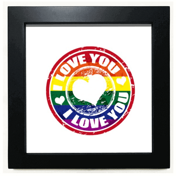 Love LGBT Rainbow Postmark Black Square Frame Picture Wall Tabletop