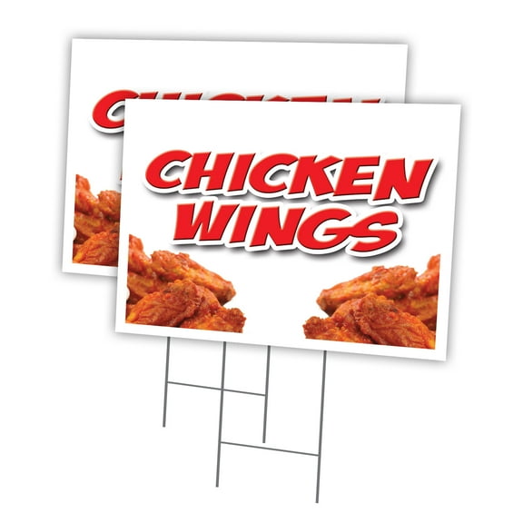 CHICKEN WINGS  2 Pack Of 18" x 24" Yard Sign & Stake | Advertise Your Business | Stake Included Image On Front Only | Made in The USA