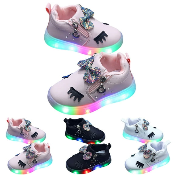 Dakaela Kids Sneakers Boys Girls Light up Slip on Running Walking Shoes Toddler Low Top Casual Loafers 0-6Y