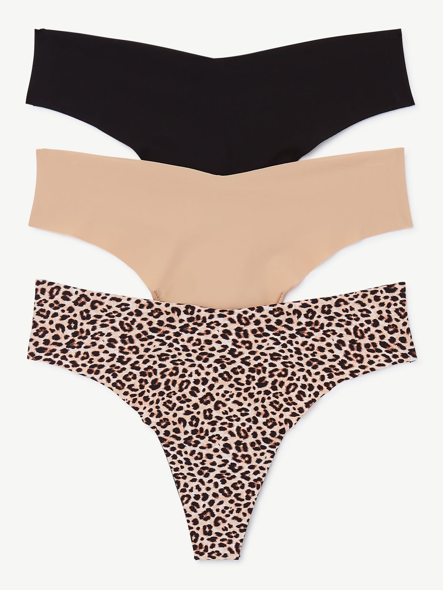 Joyspun Women's No Show Thong Panties, 3Pack, Sizes XS to 3X