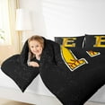 thumbnail image 5 of Feelyou Cartoon Baseball Print Bedding Comforter Set, Monogrammed E Twin Comforter Sets, Black Gold Stripes Abstract Reversible Bedding Set, Lightweight Room Decor, 2pcs, 5 of 9