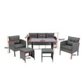 thumbnail image 3 of Segmart 6 Piece Patio Wicker Sectional Set Patio Backyard Conversation Set Grey Wicker + Dark Grey Cushion, 3 of 9