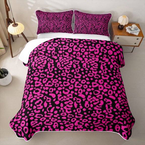 Erosebridal Classic Leopard Print Twin Quilt Set,Wild Animals Twin Coverlet Set For Girls,2 Pieces