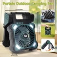 thumbnail image 3 of 10000mAh Solar Camping Fan with Power Bank & Light, 5 Speeds USB Rechargeable Solar Powered Fan with Timer, 90° Foldable Portable Quiet Desk Fan for Hiking Power Outage Fishing Travel BBQ, 3 of 8