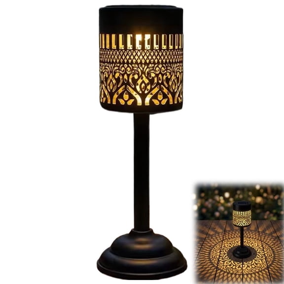Solar Outdoor Table Lamp 10.2in Openwork Iron Projection Waterproof