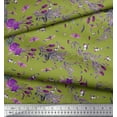 thumbnail image 3 of Soimoi Tissu en Coton Cambric Vert Imprimé Insectes, Roses et Feuilles au Mètre 56 Pouces de Large, 3 of 3