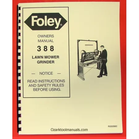 Foley 388 Lawn Mower Blade Grinder Sharpener Owners Operators Parts Manual 0936