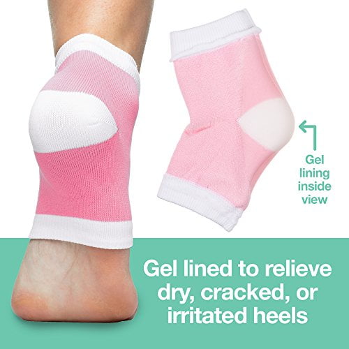 Zentoes Moisturizing Heel Socks 2 Pairs Gel Lined Toeless Spa Socks to Heal  and Treat Dry, Cracked Heels While You Sleep (Cotton, Blue and Pink) 