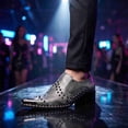 thumbnail image 6 of Men's Studded Dress Shoes with Embossed Leather & Metal Toe Cap - Punk Style Slip-On Formal Loafers, 6 of 6