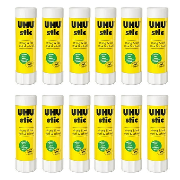 UHU Stic Glue Stick - Solvent Free - Clear Application - 21g - Pack of 12