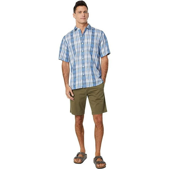 Tommy Bahama Men's Pierre Plaid S/S, Winter Sky, Small