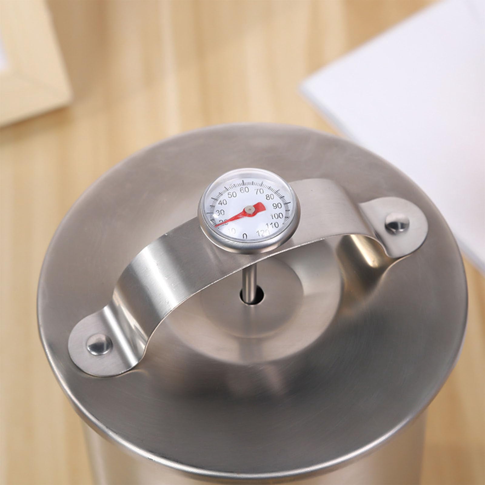 Stainless Steel Deli Meat Press with Thermometer, Food Grade 304 Ham Maker for Healthy Homemade Deli, Sturdy Meat Presser for Kitchen and Camping