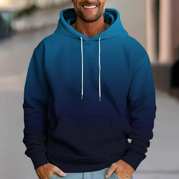 Xcmzpl Big and Tall Hoodies for Men Winter Fleece Lined Pullover Tops Loose Casual Long Sleeve Drawstring Hooded Sweatshirts Fashion Gradient Graphic Hoodie with Pockets