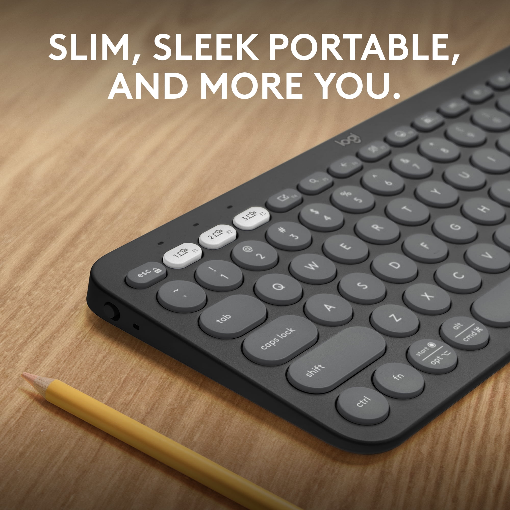 Logitech Pebble Keys 2 K380s, Multi-Device Bluetooth Wireless Keyboard with Customizable Shortcuts, Slim and Portable, Tonal Graphite