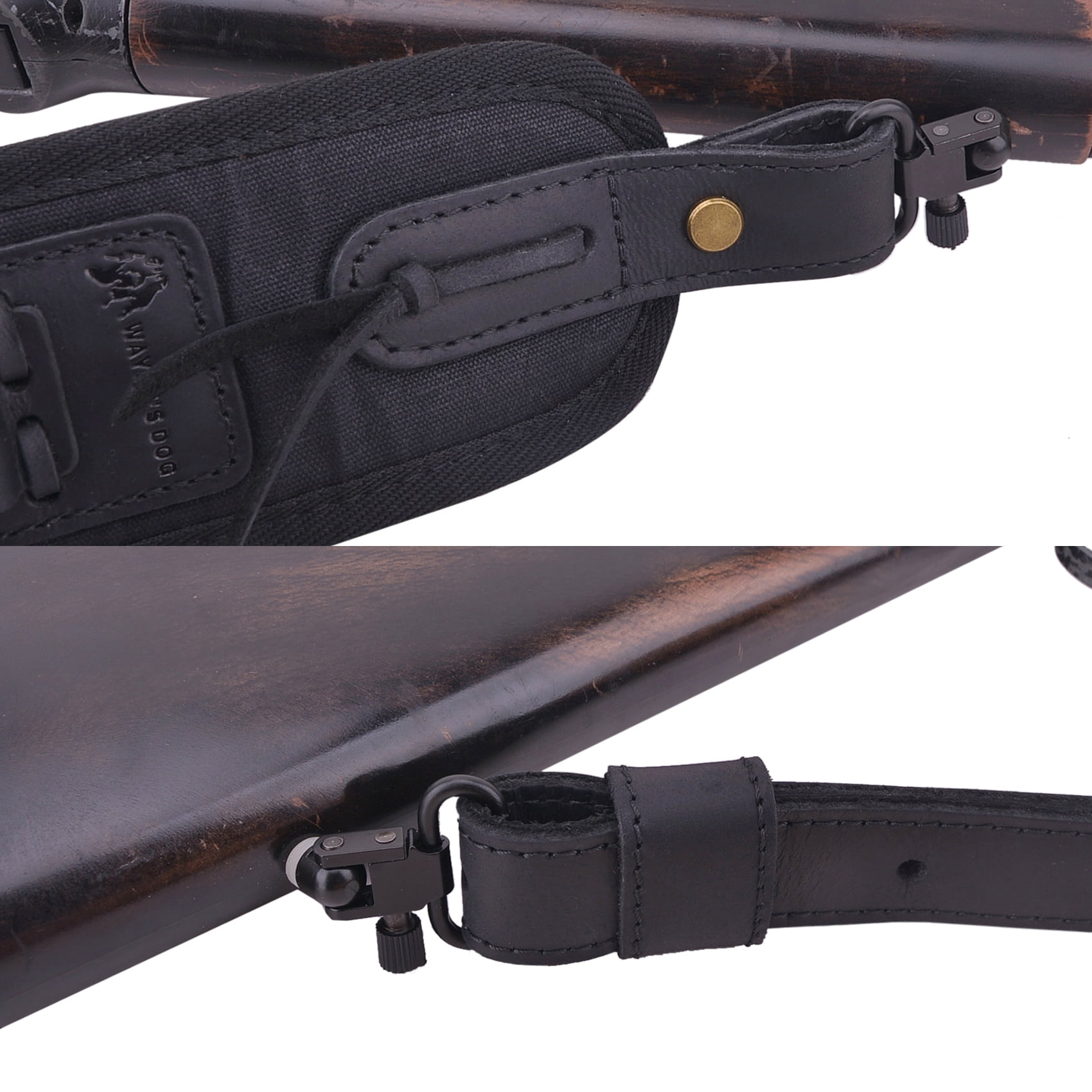 Hunting Leather Canvas Rifle Sling Gun Ammo Holder Slots Strap for .30/30 .357 .38