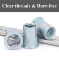 thumbnail image 4 of Tuerca de remache de cabeza plana de acero al carbono Inserto de orificio pasante moleteado galvanizado Nutsert Tuercas remachadas redondas, 4 of 6