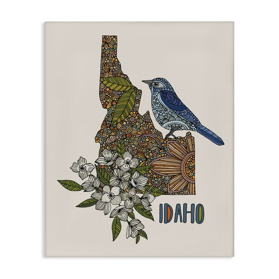 Stupell Industries Floral Idaho State Botanical & Floral Painting Gallery Wrapped Canvas Art Print Wall Art, 16 x 20