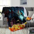 thumbnail image 3 of Blanket ，Colorful Demon Wolf Print Blanket，Lightweight Cozy Warm Plush Blanket, 3 of 4