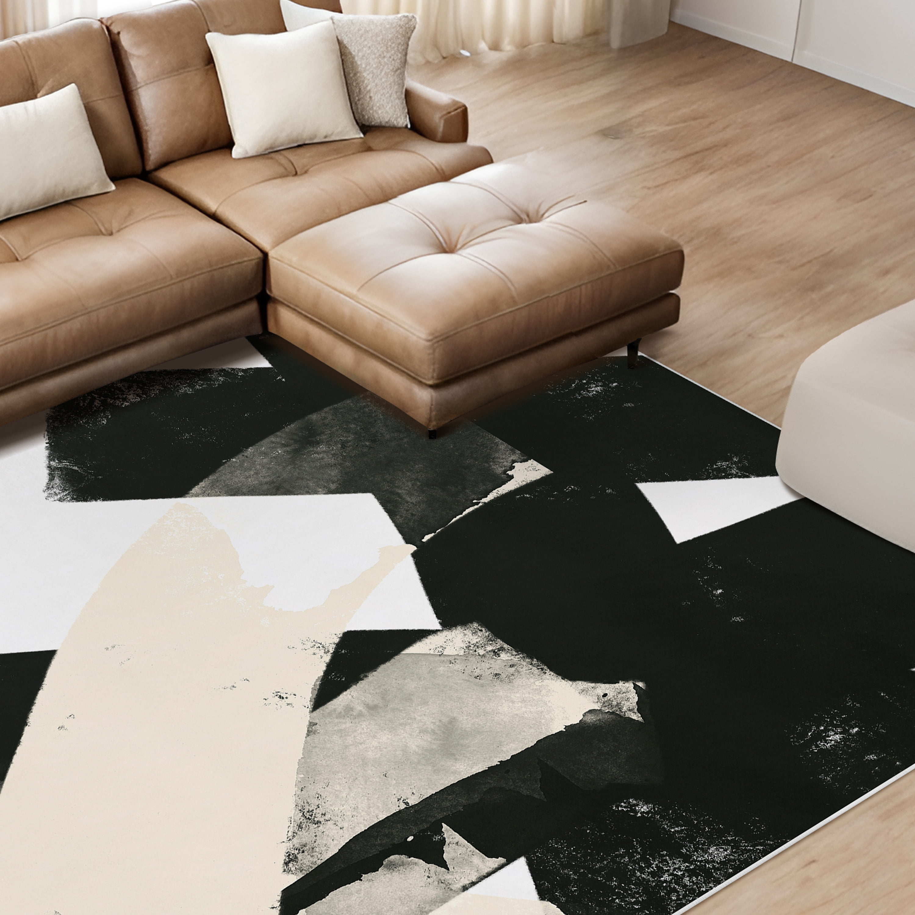 Nordic II Washable Abstract Art Area Rug size 8'x10', Power-loomed, Heavenly Softness with Non-Slipping Backing