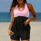 thumbnail image 5 of Gibobby Conjunto de traje de baño de bikini Trajes de baño Tankini de dos piezas para mujer con pantalones cortos Halter con cuello en V Trajes de baño F(Rosa,G), 5 of 5