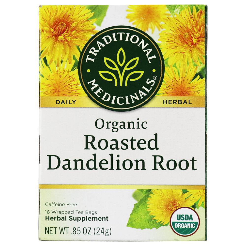 Traditional Medicinals Herbal Tea Organic Roasted Dandelion Root 16 Tea Bags