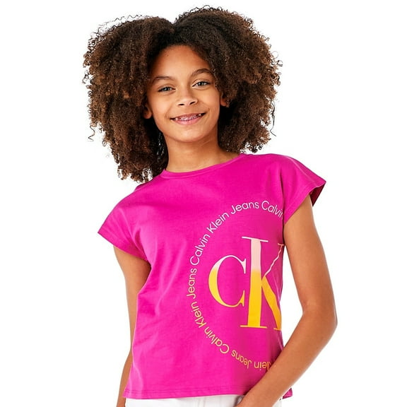 Calvin Klein ROSE VIOLET Girls Full Circle Tee, US S/PCH(7)