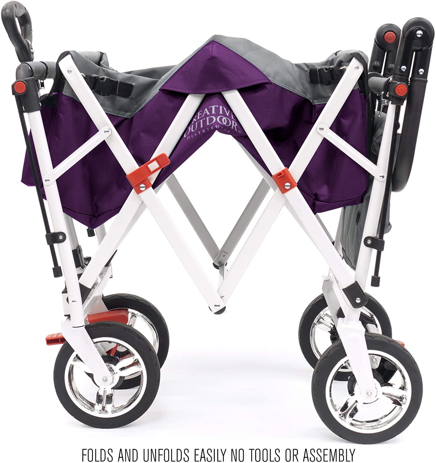 Creative Outdoor Push-Pull Collapsible Folding Wagon for Kids With Removable Canopy- Purple and Gray