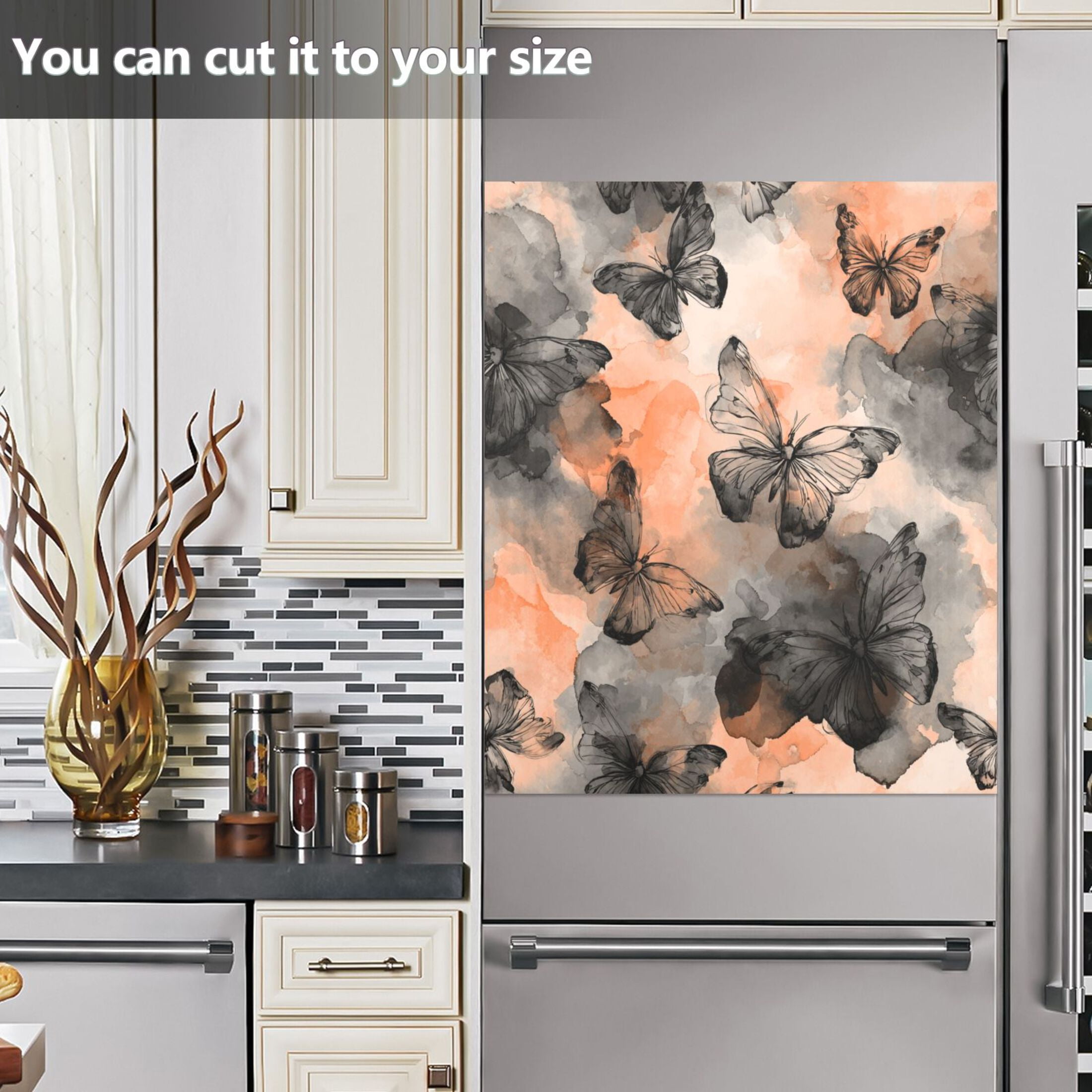 Dishwasher Sticker Magnetic Dishwasher Sticker Magnetic Decorative Sticker Refrigerator Sticker Dishwasher Decorative Stickers Grey Butterfly