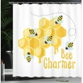 thumbnail image 4 of Ambesonne Honey Bee Shower Curtain, Bee Charmer Lettering, 69"Wx84"L, Orange White, 4 of 5