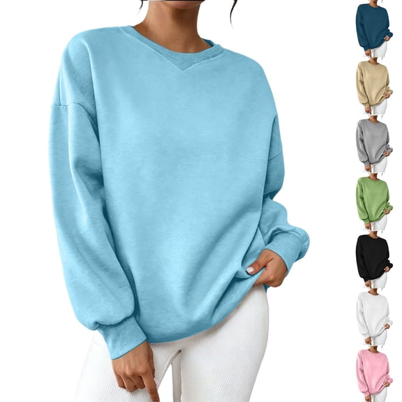 FNFYFH Oversized Sweatshirts for Women Crew Neck Sweatshirt Long Sleeve Pullover Fall Colthes