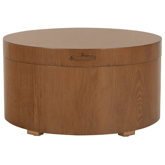 Safavieh Storage Round Wood Coffee Table, Walnut