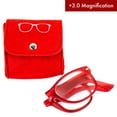thumbnail image 2 of Global Vision Foldaway Reading Glasses for Men or Women +3.0 Magnification Foldable Red Frame w/Clear Lens & Color-Matching Pouch, 2 of 7