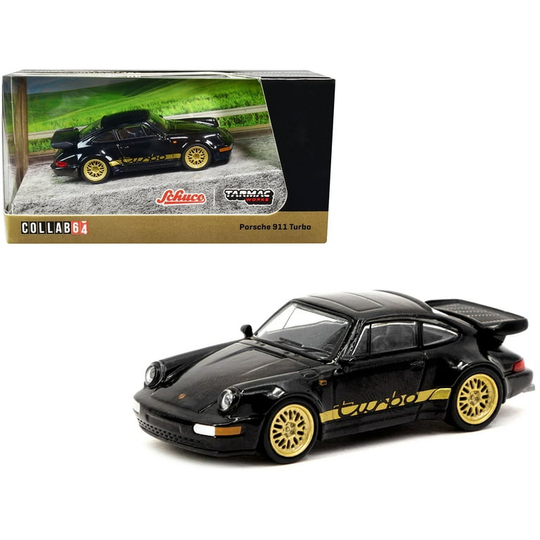 Porsche 911 Turbo Black with Gold Stripes and Wheels