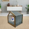 thumbnail image 3 of Blue Pet House, Fish Flakes Like Image with Vintage Style Geometrical Triangle Details Print, Outdoor & Indoor Portable Dog Kennel with Pillow and Cover, 5 Sizes, Dark Blue and White, by Ambesonne, 3 of 5