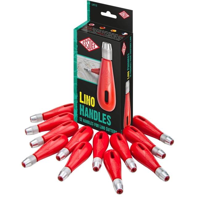 Mango para linóleo ESSDEE Educational Arts LH12 rojo, paquete de 12